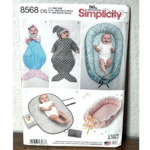 Simplicity 8568 OS Sewing Pattern Baby Swaddle Sack Hat Changing Pad Nest Uncut